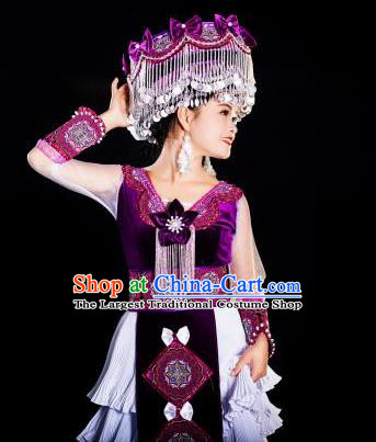 China Guizhou Miao Minority Costumes Travel Photography Fashion Folk Dance Dress Traditional Ethnic Clothing with Hat
