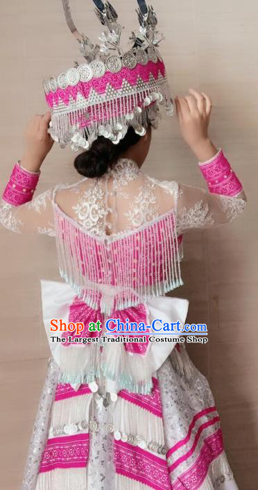 China Stage Show Clothing Ethnic Traditional Celebration Dress Yao Minority Nationality Costumes with Hair Accessories