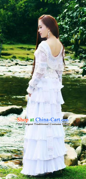 China Miao Minority Celebration Dress Ethnic Hmong Nationality Embroidered Clothing Traditional Festival Women Costume with Headwear