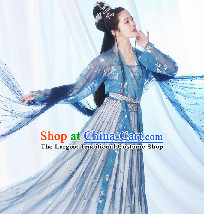 Chinese Drama Ancient Goddess Hanfu Dress Traditional Tang Dynasty Court Women Costumes Cape Blouse and Dress Full Set