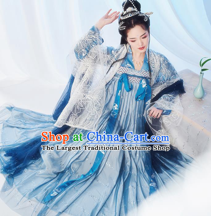 Chinese Drama Ancient Goddess Hanfu Dress Traditional Tang Dynasty Court Women Costumes Cape Blouse and Dress Full Set