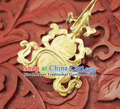 Top Grade Chinese Classical Court Gems Bat Earrings Traditional Handmade Golden Gourd Ear Jewelry Qing Dynasty Palace Accessories