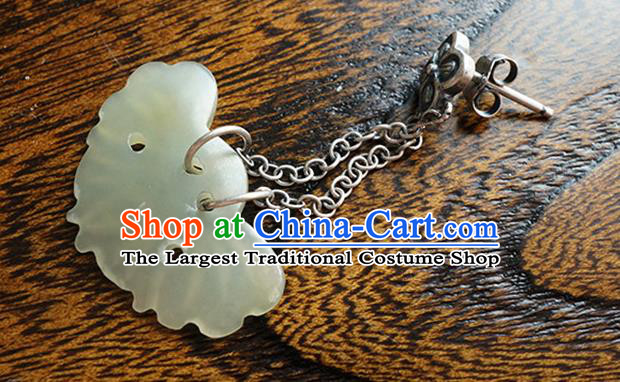 Top Grade Chinese Classical Jade Butterfly Earrings Traditional Handmade Ear Jewelry Cheongsam Silver Accessories