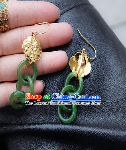 Top Grade Chinese Classical Pearl Earrings Traditional Cheongsam Accessories Handmade Jade Ear Jewelry