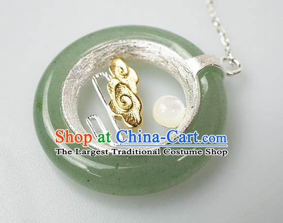 Top Grade Chinese Handmade Silver Carving Cloud Ear Jewelry Traditional Accessories Classical Cheongsam Aventurine Earrings