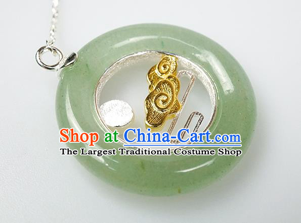 Top Grade Chinese Handmade Silver Carving Cloud Ear Jewelry Traditional Accessories Classical Cheongsam Aventurine Earrings