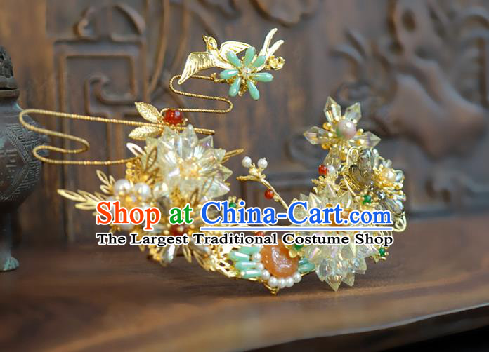 Chinese Wedding Hair Crown Classical Hair Accessories Traditional Tassel Hairpins Full Set