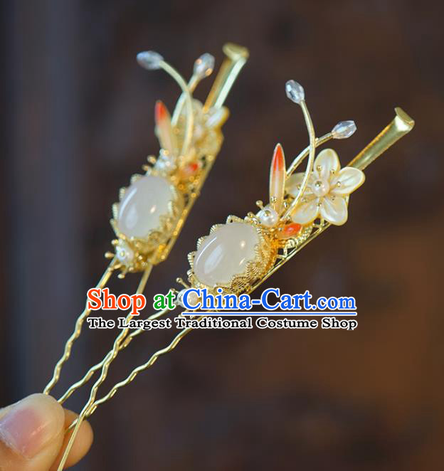 Chinese Wedding Golden Tassel Jade Hair Crown Classical Hair Accessories Traditional Xiuhe Suit Hairpins Full Set