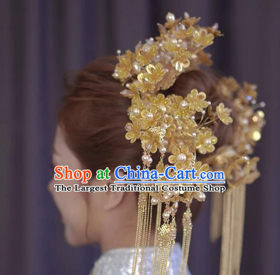 Chinese Bride Phoenix Coronet Xiuhe Suit Hair Accessories Traditional Wedding Golden Hair Crown