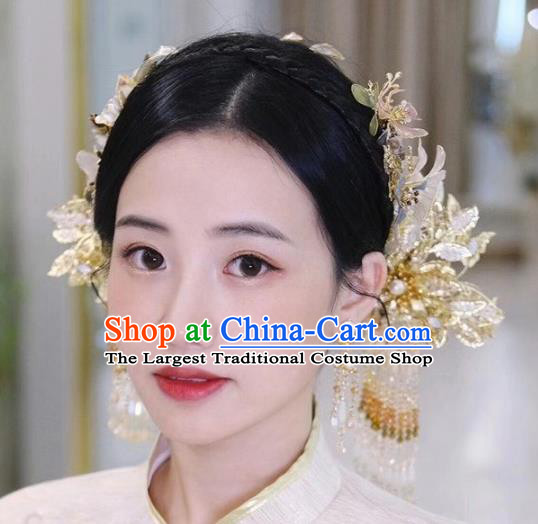 Chinese Xiuhe Suit Hairpins Classical Hair Accessories Traditional Wedding Tassel Hair Sticks Full Set