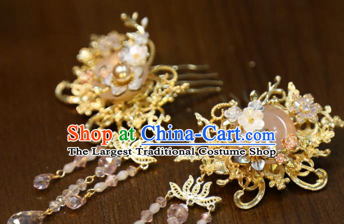 Chinese Wedding Hair Stick Traditional Classical Hair Accessories Xiuhe Suit Tassel Hair Combs