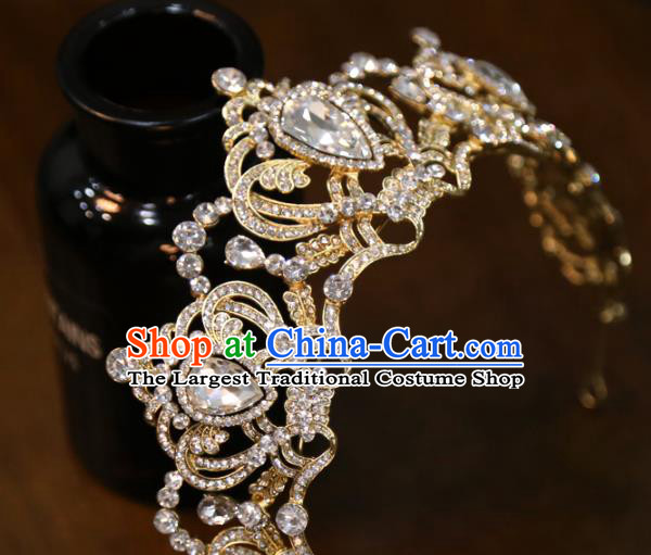 Top Grade Wedding Golden Royal Crown Europe Princess Zircon Hair Accessories