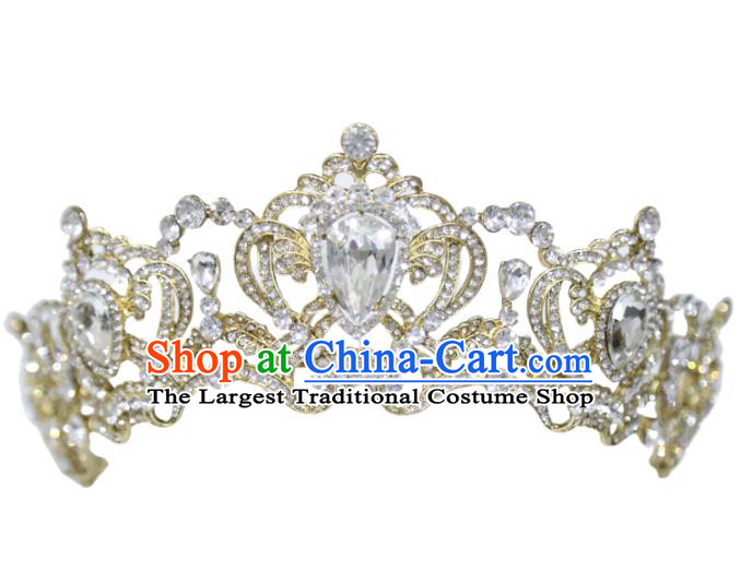 Top Grade Wedding Golden Royal Crown Europe Princess Zircon Hair Accessories