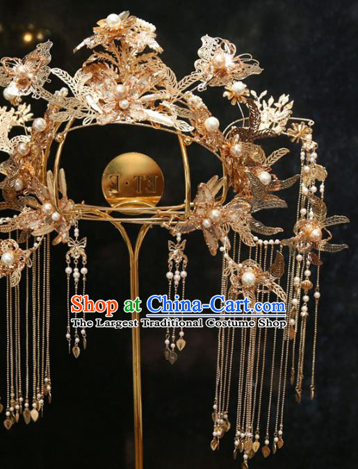 Chinese Wedding Xiuhe Suit Phoenix Coronet Traditional Hair Accessories Classical Butterfly Hair Crown Hairpins Full Set
