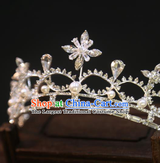 Top Handmade Bride Accessories Wedding Zircon Royal Crown Europe Princess Crystal Hair Jewelry