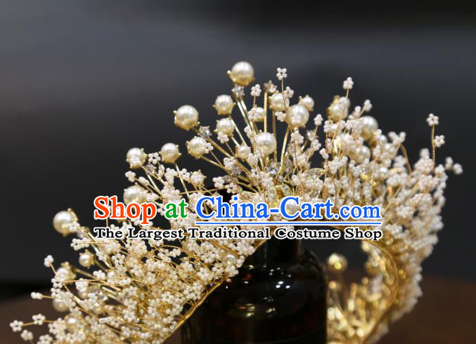 Top Grade Handmade Wedding Beads Royal Crown Europe Princess Hair Accessories Hair Clasp