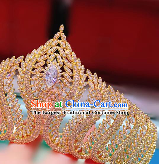 Top Europe Princess Hair Jewelry Wedding Bride Hair Accessories Baroque Golden Royal Crown