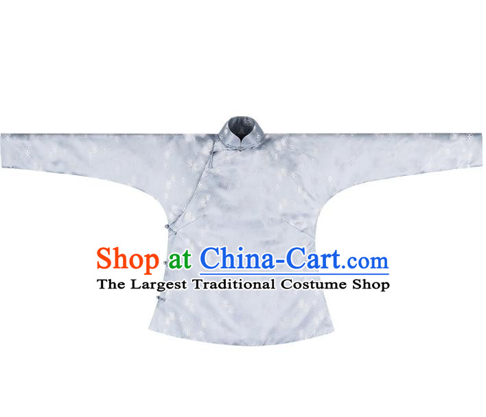 Traditional Chinese Tang Suit Upper Outer Garment Republic of China Light Blue Silk Jacket for Women