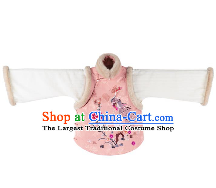 Chinese Traditional Pink Silk Cotton Padded Jacket Tang Suit Outer Garment Embroidered Short Coat for Women