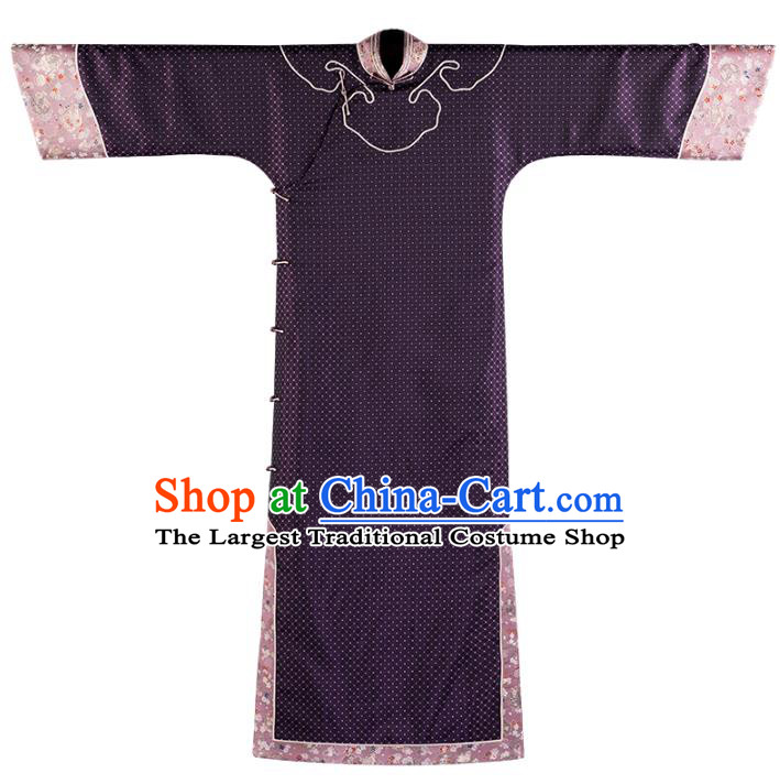 Chinese National Women Cheongsam Traditional Costume Republic of China Classical Purple Silk Qipao Dress