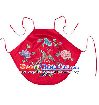 Chinese Classical Bellyband Traditional Embroidered Phoenix Peony Red Silk Stomachers Costume