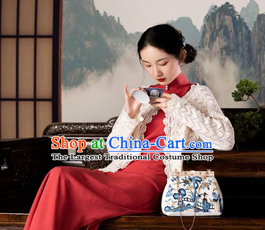 Republic of China Traditional Costume National Silk Cheongsam Mangenta Qipao Dress