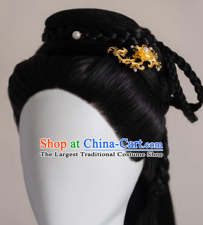 China Handmade Ancient Golden Fissidens Flower Hairpin Ming Dynasty Hair Accessories