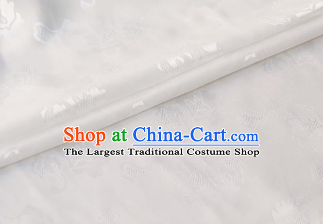 Asian Chinese Traditional Pattern Design White Silk Drapery Mulberry Silk Fabric Hanfu Satin Cloth