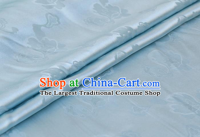 Asian Chinese Hanfu Satin Cloth Traditional Pattern Design Mulberry Silk Fabric Light Blue Silk Drapery