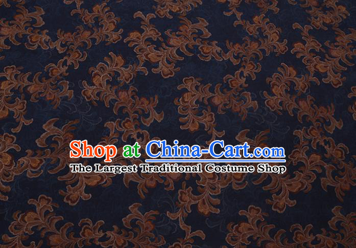 Asian Traditional Cheongsam Deep Blue Watered Gauze Fabric Chinese Classical Pattern Silk Drapery Cloth