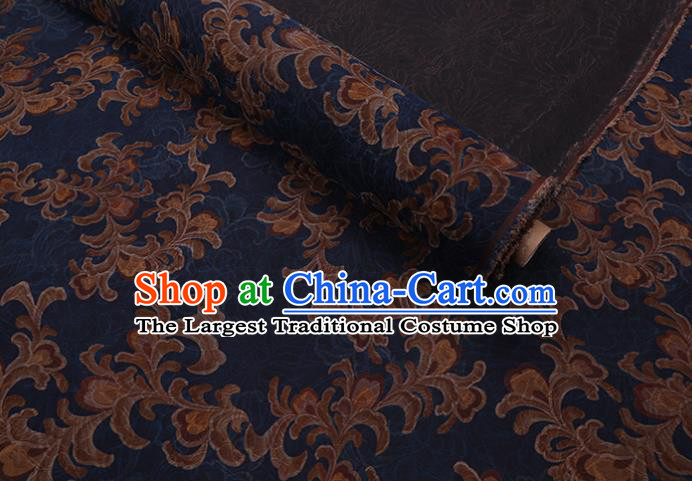 Asian Traditional Cheongsam Deep Blue Watered Gauze Fabric Chinese Classical Pattern Silk Drapery Cloth