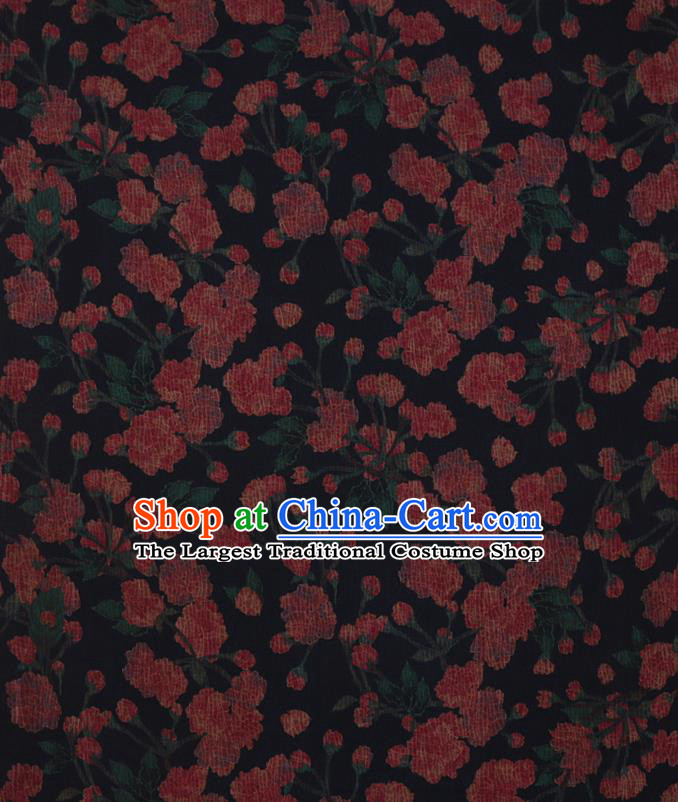 Chinese Classical Pattern Black Watered Gauze Asian Gambiered Guangdong Silk Fabric Traditional Cheongsam Cloth Drapery