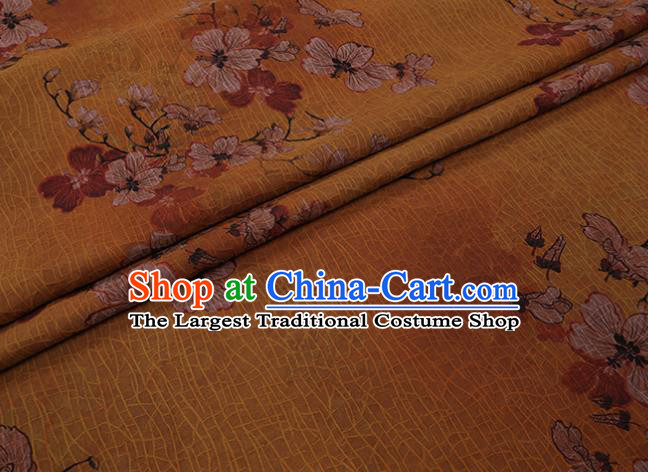 Chinese Classical Silk Drapery Asian Flowers Butterfly Pattern Design Silk Traditional Cheongsam Cloth Fabric