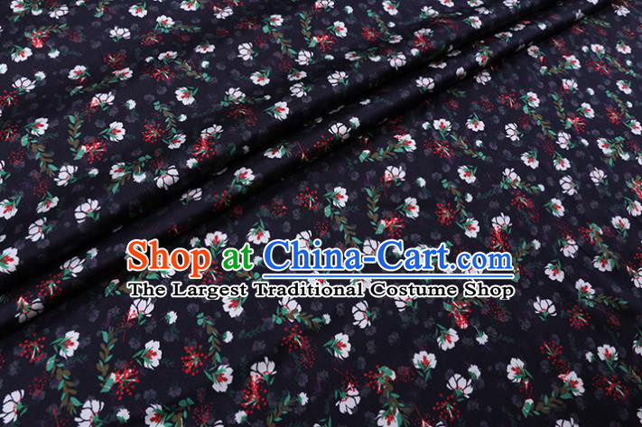 Asian Cheongsam Cloth Satin Drapery Chinese Classical Floral Pattern Black Watered Gauze Fabric Traditional Gambiered Guangdong Silk