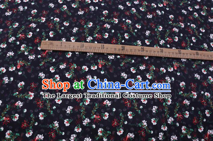 Asian Cheongsam Cloth Satin Drapery Chinese Classical Floral Pattern Black Watered Gauze Fabric Traditional Gambiered Guangdong Silk