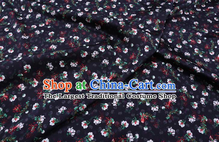 Asian Cheongsam Cloth Satin Drapery Chinese Classical Floral Pattern Black Watered Gauze Fabric Traditional Gambiered Guangdong Silk