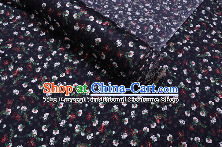 Asian Cheongsam Cloth Satin Drapery Chinese Classical Floral Pattern Black Watered Gauze Fabric Traditional Gambiered Guangdong Silk