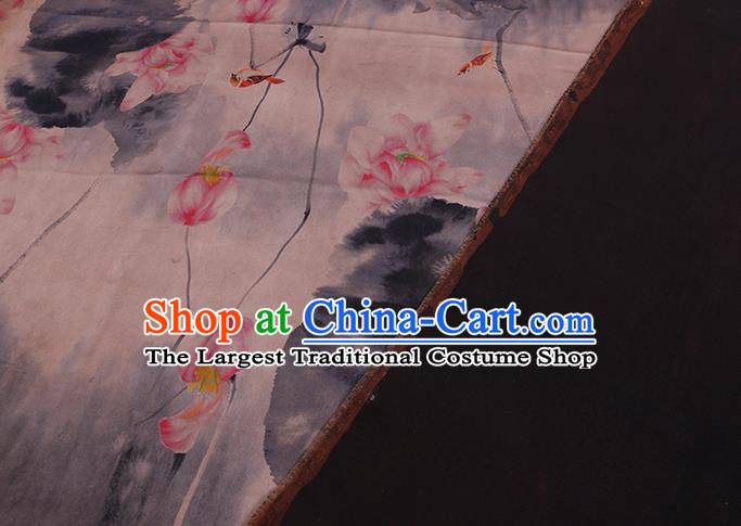 Chinese Classical Ink Lotus Pattern Watered Gauze Traditional Cheongsam Gambiered Guangdong Silk Fabric