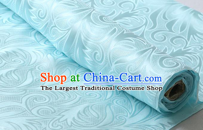 Chinese Classical Sago Flowers Pattern Light Blue Damask Fabric Traditional Cheongsam Jacquard Cloth Silk Drapery