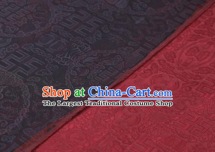 Chinese Traditional Cheongsam Cloth Weave Satin Fabric Classical Auspicious Pattern Rust Red Silk Drapery