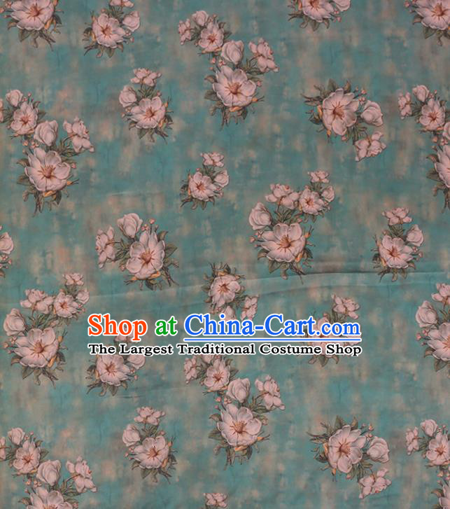 Chinese Classical Flowers Pattern Gambiered Guangdong Silk Cheongsam Silk Fabric Traditional Light Green Watered Gauze