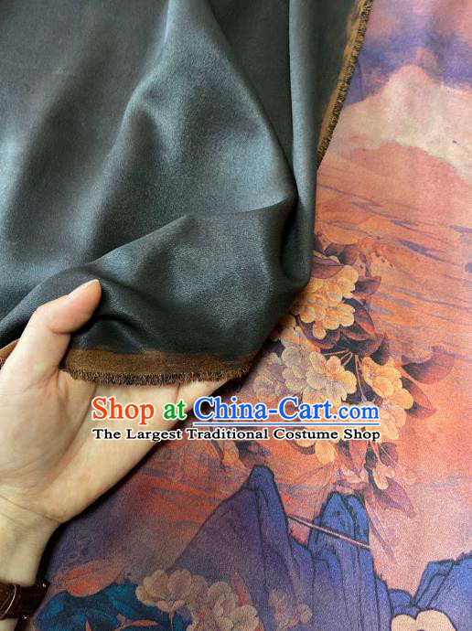Chinese Cheongsam Classical Pear Blossom Pattern Orange Gambiered Guangdong Silk Traditional Watered Gauze Satin Fabric