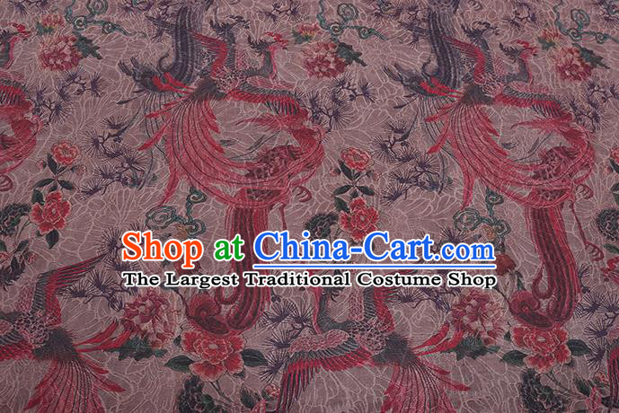 Chinese Classical Phoenix Peony Pattern Silk Drapery Cheongsam Damask Traditional Gambiered Guangdong Gauze Cloth Fabric