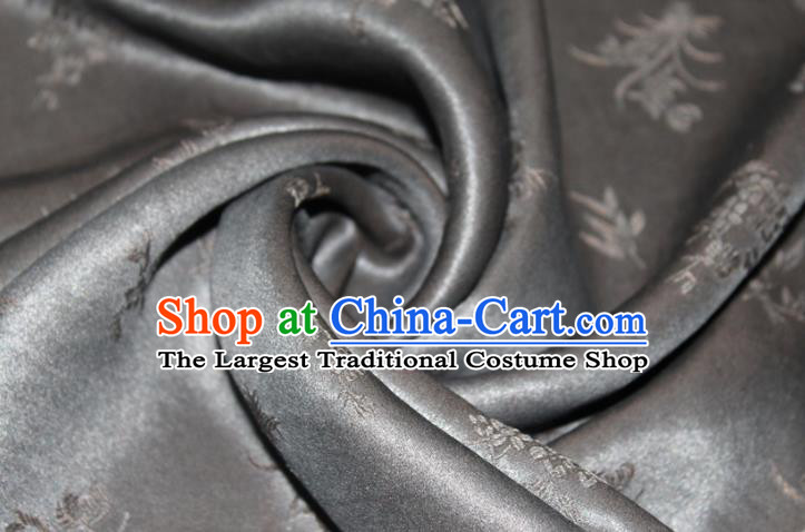 Chinese Classical Plum Orchid Bamboo Chrysanthemum Pattern Silk Drapery Traditional Grey Gambiered Guangdong Gauze Cheongsam Fabric