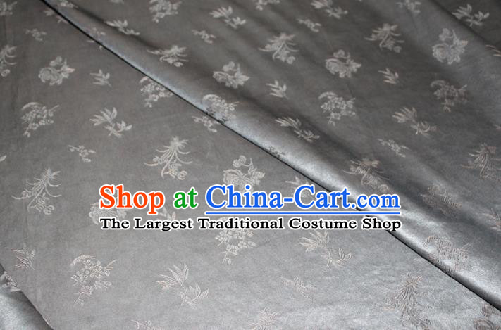 Chinese Classical Plum Orchid Bamboo Chrysanthemum Pattern Silk Drapery Traditional Grey Gambiered Guangdong Gauze Cheongsam Fabric