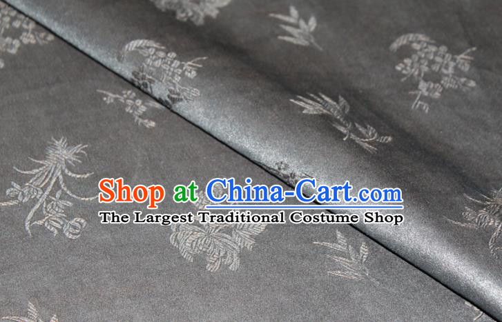Chinese Classical Plum Orchid Bamboo Chrysanthemum Pattern Silk Drapery Traditional Grey Gambiered Guangdong Gauze Cheongsam Fabric