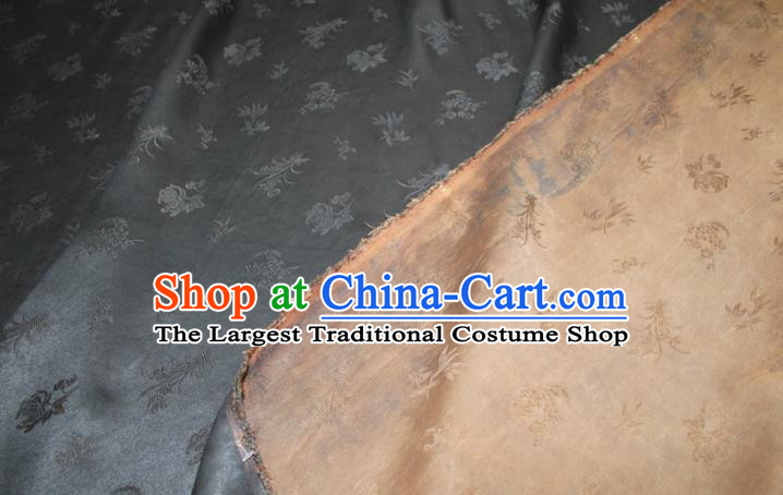 Chinese Classical Plum Orchid Bamboo Chrysanthemum Pattern Silk Drapery Traditional Grey Gambiered Guangdong Gauze Cheongsam Fabric