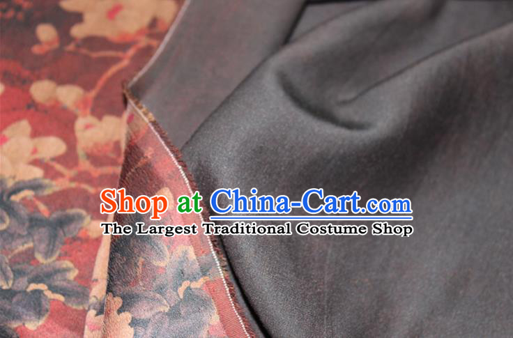 Chinese Classical Plum Peony Pattern Silk Drapery Traditional Gambiered Guangdong Gauze Cheongsam Red Satin Fabric