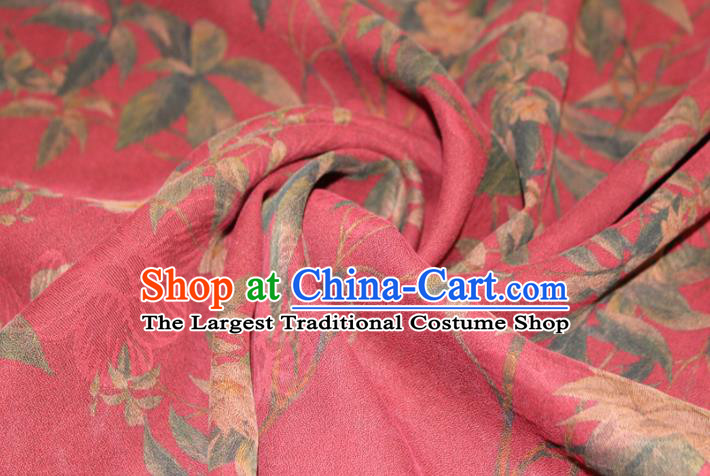 Chinese Classical Flowers Pattern Silk Drapery Traditional Gambiered Guangdong Gauze Cheongsam Red Satin Fabric