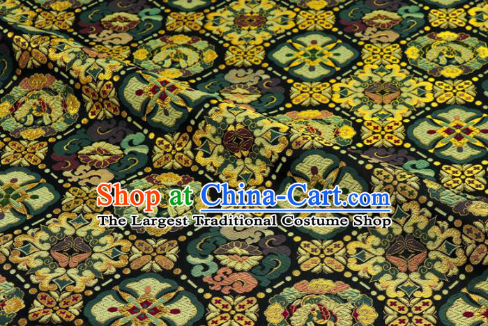 Asian Traditional Phoenix Pattern Design Brocade Nishijin Tapestry Satin Japanese Kimono Black Cloth Fabric